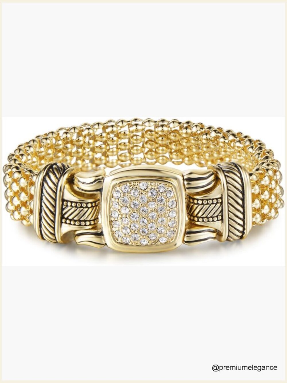 Gold-Plated Popcorn Chain Bracelet with Magnetic Clasp 7.5"